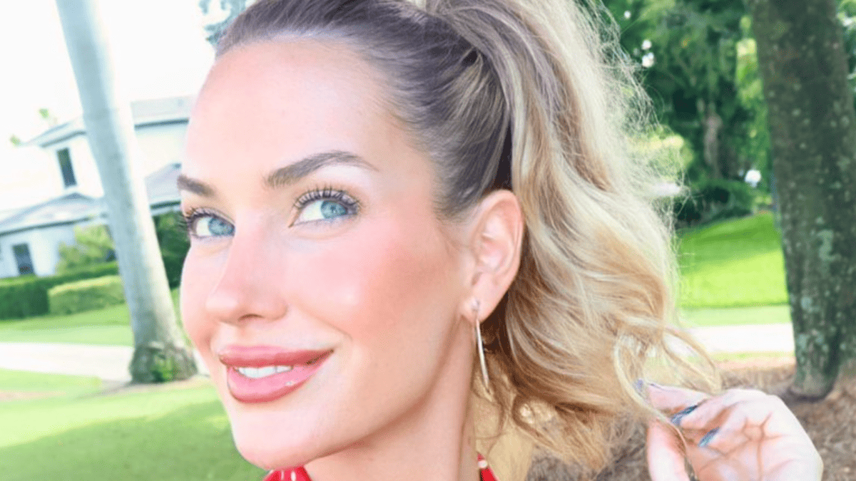 Paige Spiranac Radiates Joy in Stunning Red Golf Dress Photo
