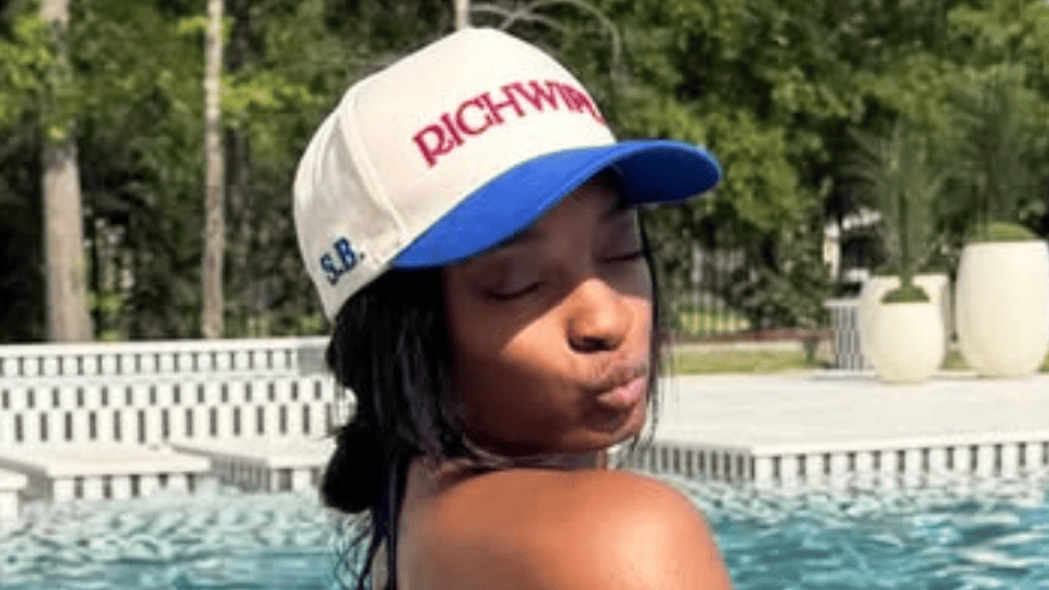 Simone Biles Turns Heads with Bold Blue Swimsuit Snapshot