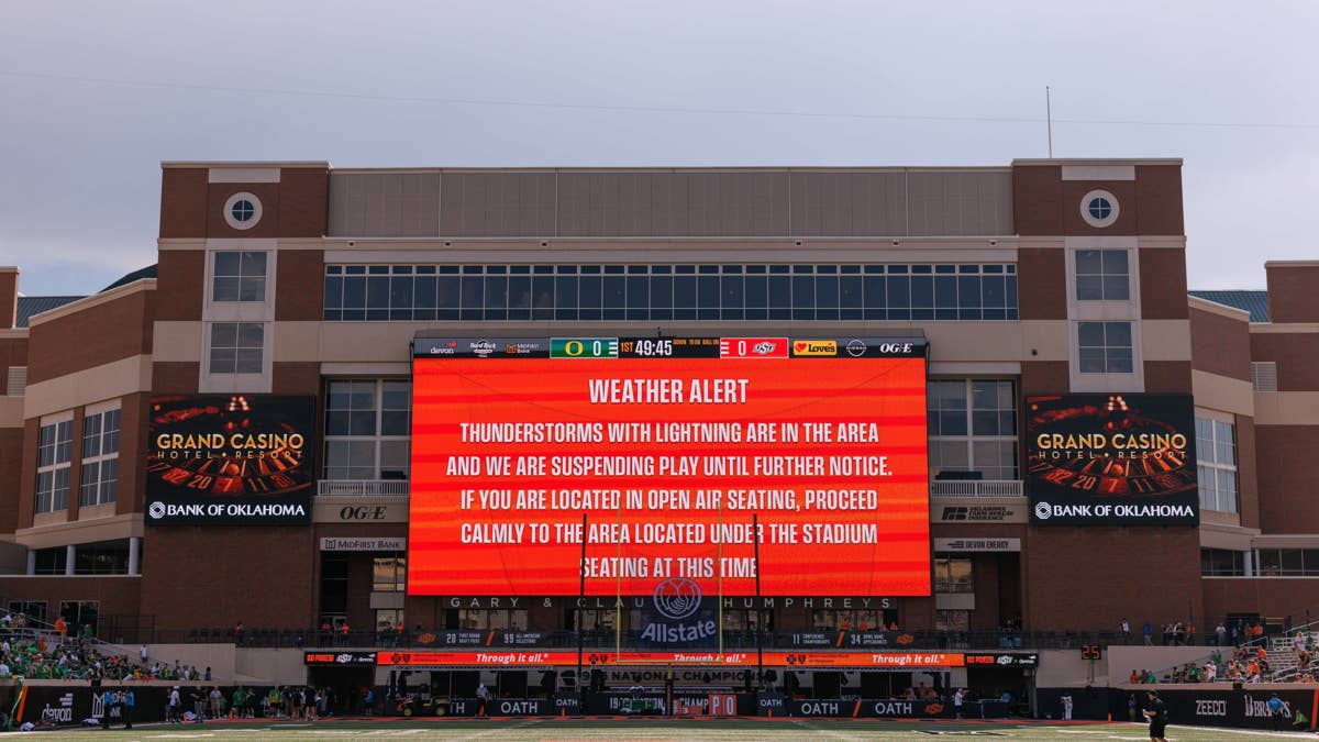 Weather Halts No. 6 Oregon vs. Oklahoma State: Lightning Delay Strikes